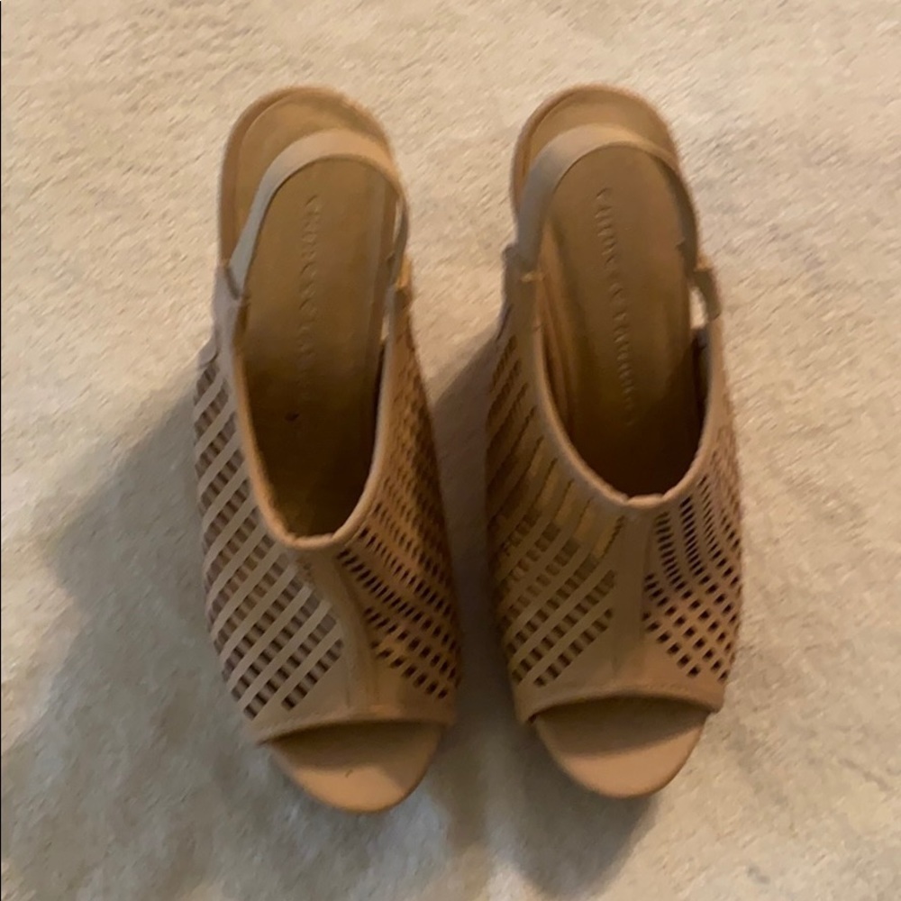 Chinese laundry 6 inch wedge beige open toed heel T1